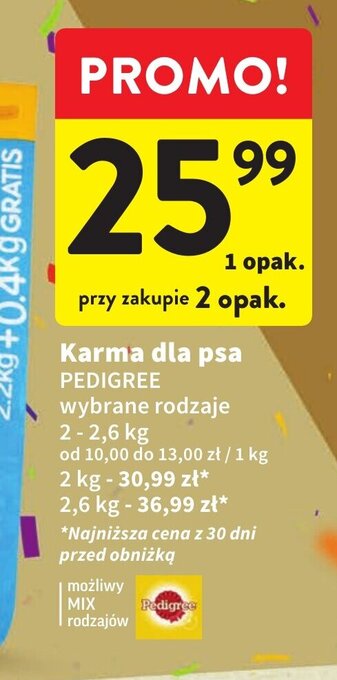 Intermarche Karma dla psa PEDIGREE 2-2,6 kg oferta