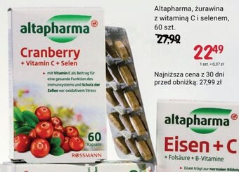 Rossmann Altapharma, żurawina z witaminą C i selenem, 60 szt. oferta