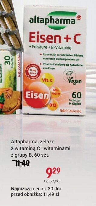 Rossmann Altapharma, żelazo z witaminą C i witaminami z grupy B, 60 szt. oferta