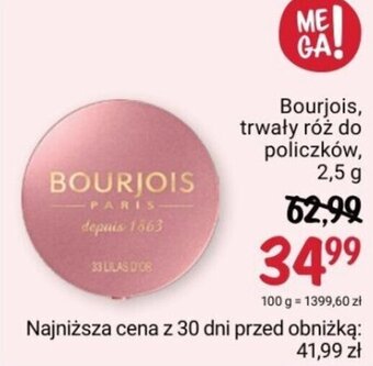 Rossmann Bourjois, trwały róż do policzków, 2,5g oferta