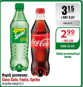 Eurocash Napój gazowany: Coca Cola, Fanta, Sprite 0,5 l oferta