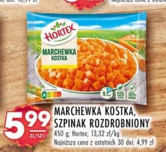 Stokrotka MARCHEWKA KOSTKA SZPINAK ROZDROBNIONY 450 g Hortex oferta