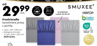 Biedronka SMUKEE Prześcieradło bawełniane jersey z gumką 160x200cm oferta