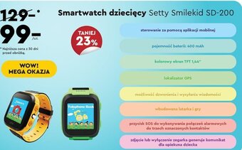 Biedronka Smartwatch dziecięcy Setty Smilekid SD-200 oferta