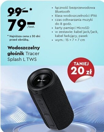 Biedronka Wodoszczelny głośnik Tracer Splash L TWS oferta