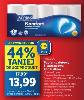 Lidl FLORALYS Papier toaletowy 3-warstwowy, 10 rolek oferta