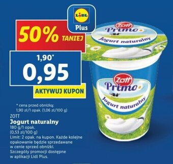 Lidl ZOTT Jogurt naturalny 180 g oferta