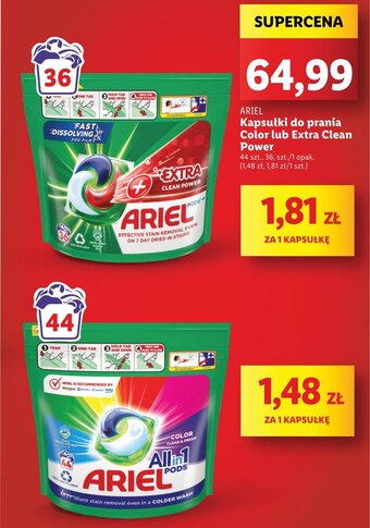 Lidl ARIEL Kapsułki do prania Color lub Extra Clean Power 36-44 szt. oferta