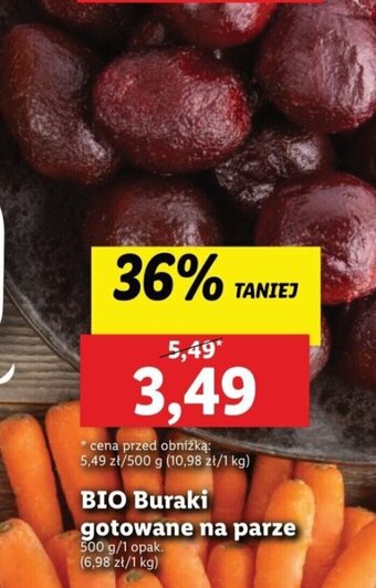 Lidl BIO Buraki gotowane na parze 500 g oferta