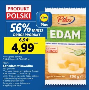 Lidl PILOS Ser edam w kawałku 250 g oferta