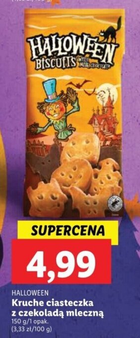 Lidl HALLOWEEN Kruche ciasteczka z czekoladą mleczną 150 g oferta