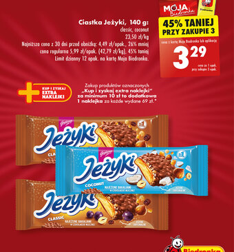 Biedronka Ciastka Jeżyki, 140 g oferta