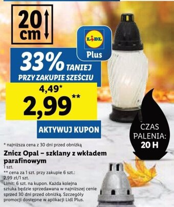 Lidl Znicz Opal – szklany z wkładem parafinowym 1 szt. oferta