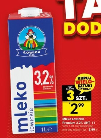 Twój Market Mleko Łowickie Premium 3,2% UHT, 1 l oferta