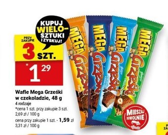 Twój Market Wafle Mega Grześki w czekoladzie, 48 g oferta