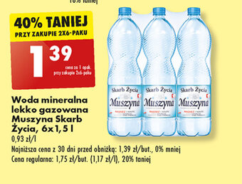 Biedronka Woda mineralna lekko gazowana Muszyna Skarb Życia, 6x 1,5 l oferta