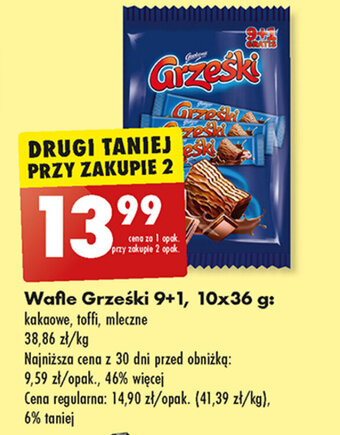 Biedronka Wafle Grześki 9+1, 10x36 g oferta
