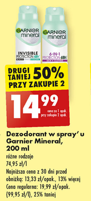 Biedronka Dezodorant w spray'u Garnier Mineral, 200 ml oferta