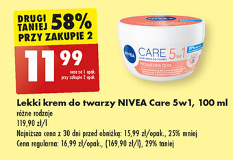 Biedronka Lekki krem do twarzy NIVEA Care 5w 1, 100 ml oferta