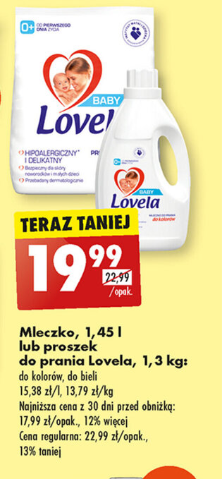 Biedronka Mleczko, 1,45 l lub proszek do prania Lovela, 1,3 kg oferta