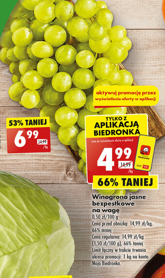 Biedronka Winogrono jasne bezpestkowe na wagę 1 kg oferta