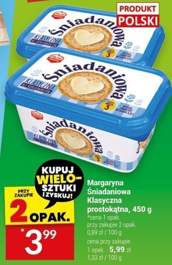 Twój Market Margaryna Śniadaniowa Klasyczna prostokątna, 450 g oferta