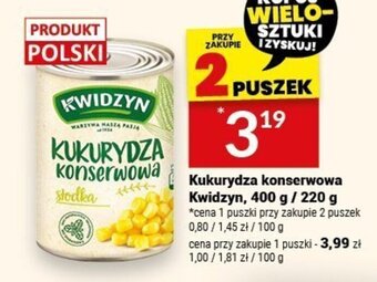 Twój Market Kukurydza konserwowa Kwidzyn, 400 g / 220 g oferta