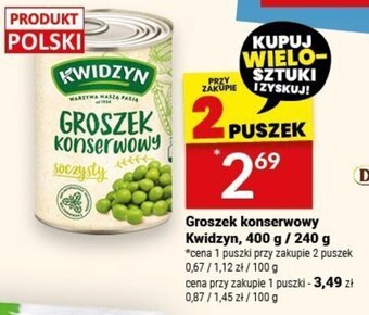 Twój Market Groszek konserwowy Kwidzyn, 400 g / 240 g oferta