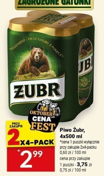Twój Market Piwo Żubr, 4x500 ml oferta