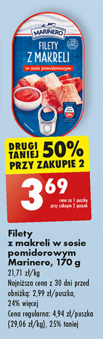 Biedronka Filety z makreli w sosie pomidorowym Marinero, 170 g oferta