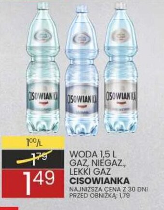 Wafelek WODA GAZ, NIEGAZ., LEKKI GAZ CISOWIANKA 1,5 L oferta