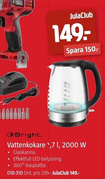 Jula Bright Vattenkokare 1,7 l 2000 W oferta