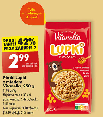 Biedronka Płatki Lupki z miodem Vitanella, 250 g oferta