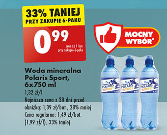 Biedronka Woda mineralna Polaris Sport, 6x750 ml oferta