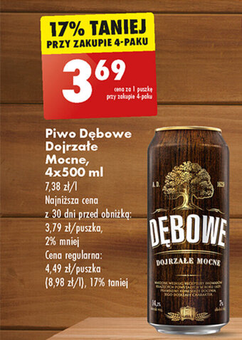 Biedronka Piwo Dębowe Dojrzałe Mocne, 4x500 ml oferta