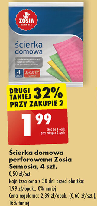 Biedronka Ścierka domowa perforowana Zosia Samosia, 4 szt. oferta