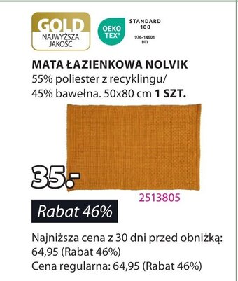 JYSK MATA ŁAZIENKOWA NOLVIK oferta