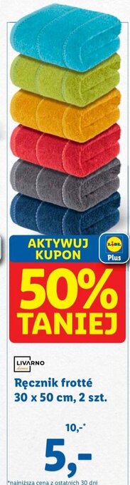 Lidl LIVARNO Ręcznik frotté 30 x 50 cm 2 szt. oferta