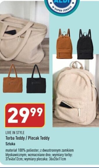 ALDI Torba Teddy/Plecak Teddy Sztuka oferta