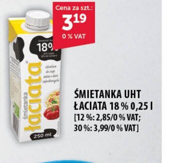 Eurocash ŚMIETANKA UHT ŁACIATA 18 % 0,25 L oferta