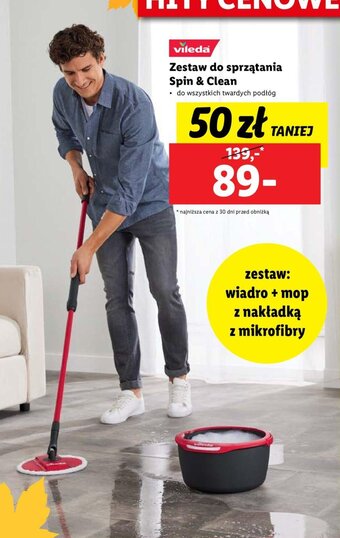 Lidl vileda Zestaw do sprzątania Spin & Clean oferta