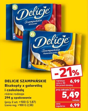 Kaufland DELICJE SZAMPAŃSKIE Biszkopty z galaretką i czekoladą 294 g oferta