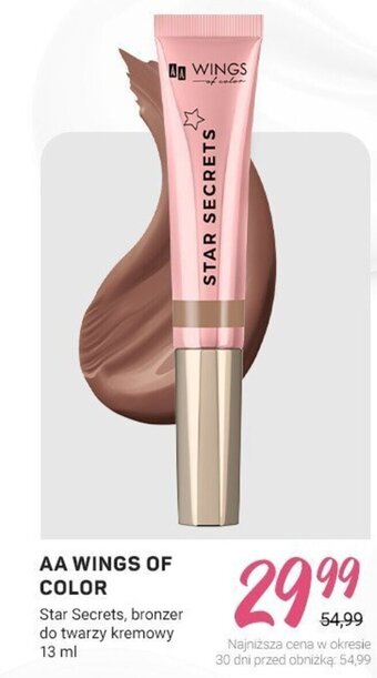 Rossmann AA WINGS OF COLOR Star Secrets, bronzer do twarzy kremowy 13 ml oferta