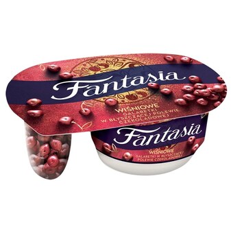 Auchan Fantasia jogurt kremowy wiśniowe galaretki w błyszczącej polewie czekoladowej 105 g oferta