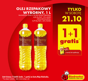 Biedronka OLEJ RZEPAKOWY WYBORNY, 1 L oferta