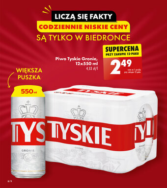 Biedronka Piwo Tyskie Gronie, 12x550 ml oferta