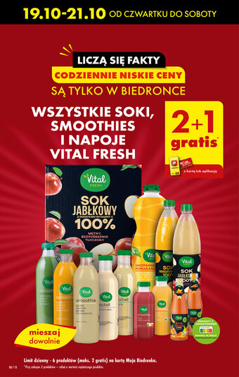 Biedronka WSZYSTKIE SOKI, SMOOTHIES I NAPOJE VITAL FRESH oferta