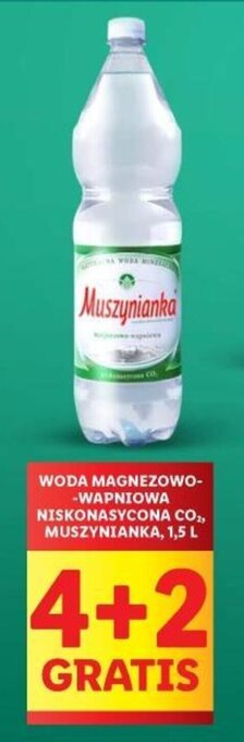 Lidl WODA MAGNEZOWO-WAPNIOWA NISKONASYCONA CO2, MUSZYNIANKA, 1,5 L oferta
