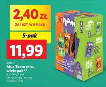 Lidl KUBUŚ Mus Team mix, wielopak 5 x 100 g oferta