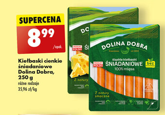 Biedronka Kiełbaski cienkie śniadaniowe Dolina Dobra, 250 g oferta